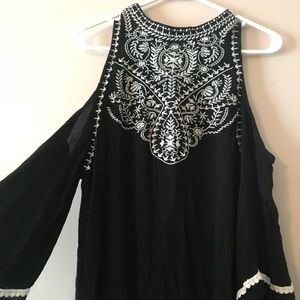 Cut Shoulder High Neck Blouse
